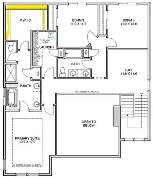 Floor plan of plan 2679 with the primary walk-in closet highlighted